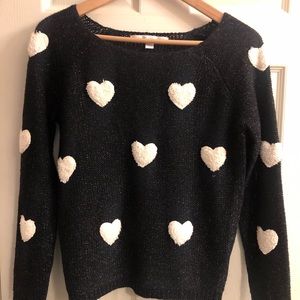 Lauren Conrad XS black & white hearts sweater. Vintage.